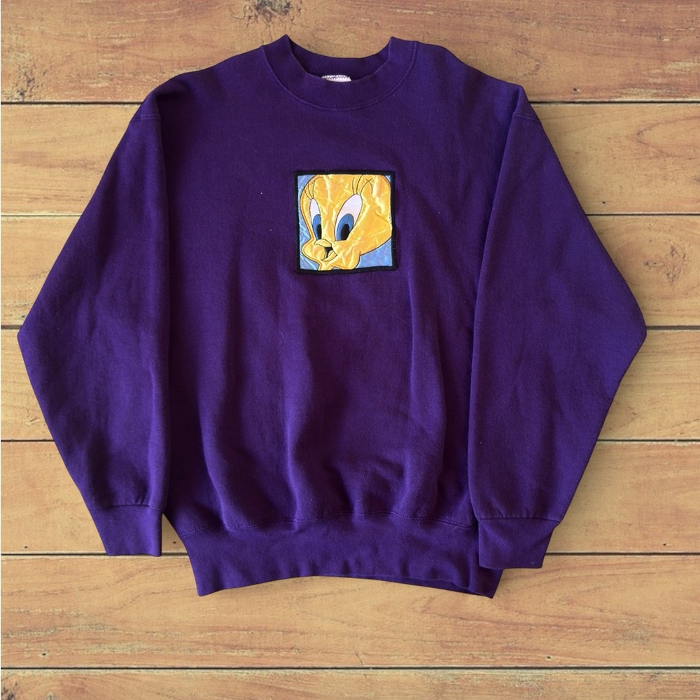 Vintage 1996 Official Looney Toons Purple Tweety Bird Crewneck Sweatshirt